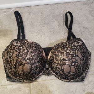 Victoria's Secret Black and Beige lace push up bra size 36dd